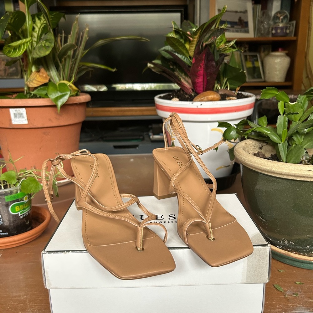 Guess Tan Heels with Ankle Straps